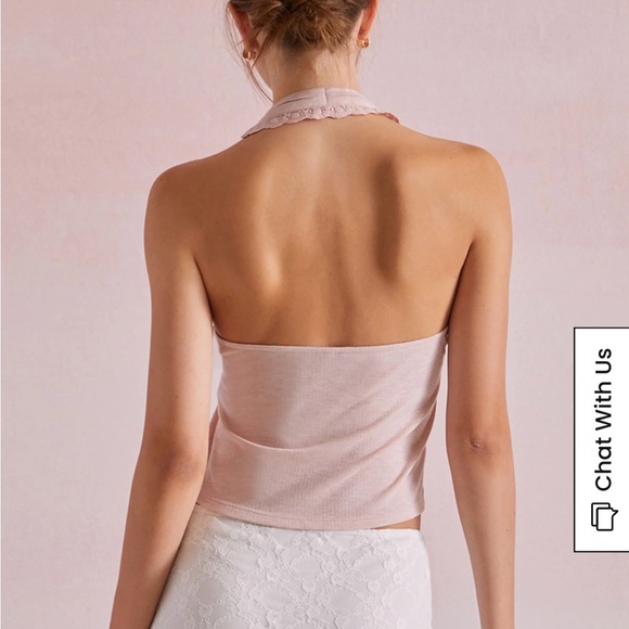 Pink Ruffle Trim Halter Top - Picture 2 of 5